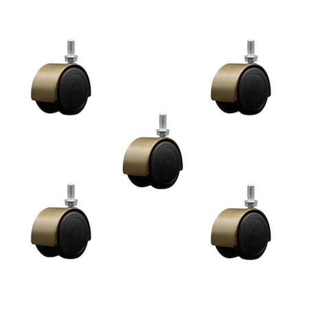 Service Caster 2'' Floor Safe Antique Hooded Twin Wheel Caster 3/8 Threaded Stem, 5PK SCC-TS02S50D-NYU-WA-381634-5